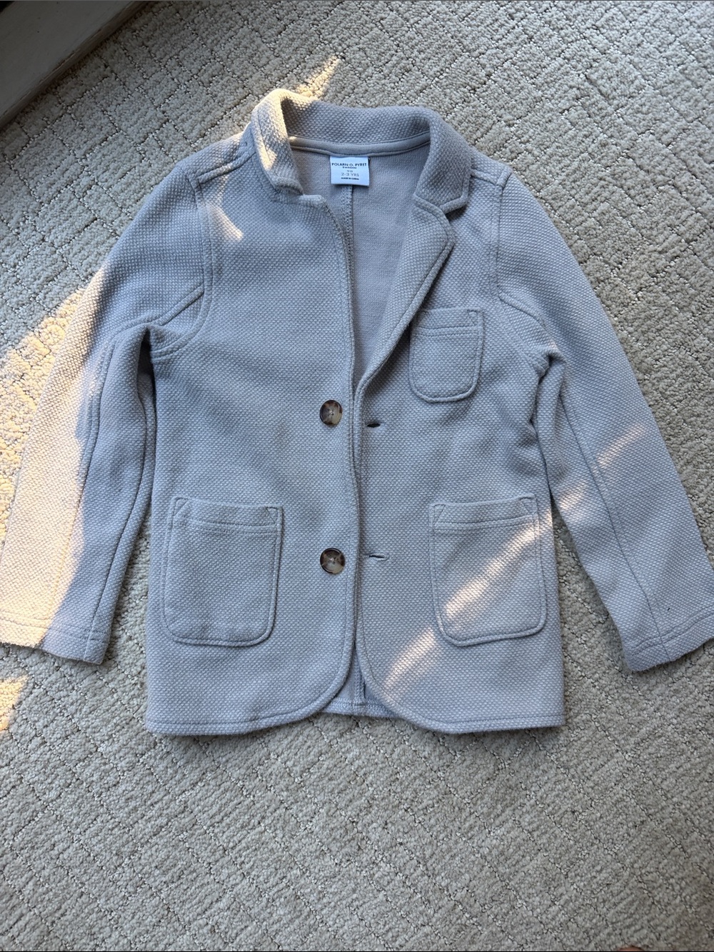 Polarn o. Pyret Kids Light Gray Knit Blazer Jacket size 3